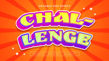 Yellow Purple Violet and Orange Challenge 3d Editable Text Effect - Font Style