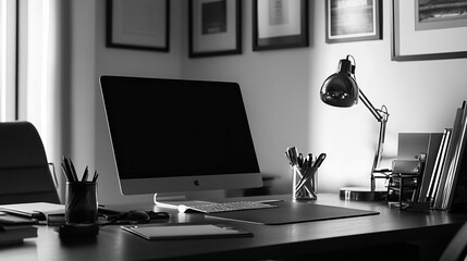 office desktop with a laptop