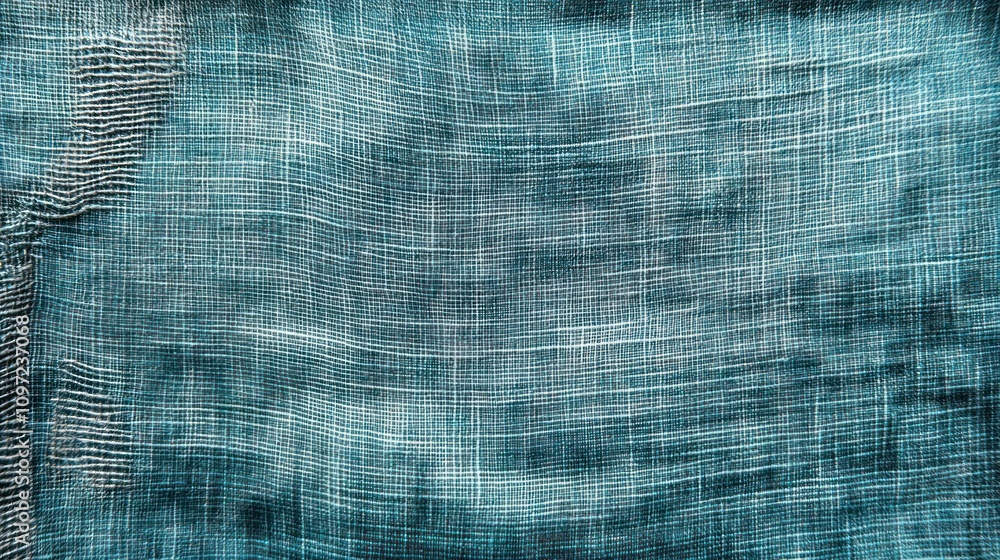Poster A textured fabric with a blend of blue tones, showcasing intricate weaving patterns.