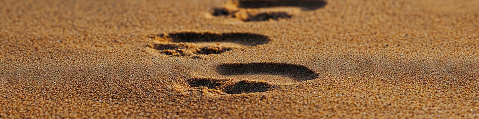 In the sandy shore, the faint outline of footprints leading to a disappearing point, leaving only questions behind.