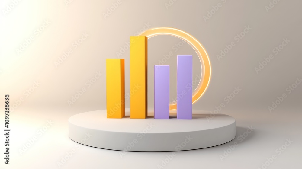 Leinwandbilder a 3d bar graph illustration showcasing data visualization with vibrant colors.