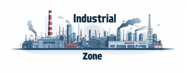 Fototapeta premium Flat illustration of a futuristic industrial zone skyline