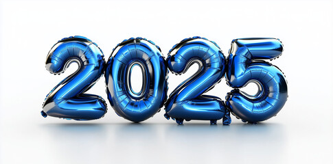 2025 new year festive blue balloons isolated on white or transparent png