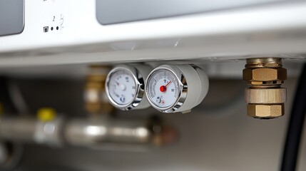 Close-up of Pressure Gauges on Industrial Equipment for Maintenance