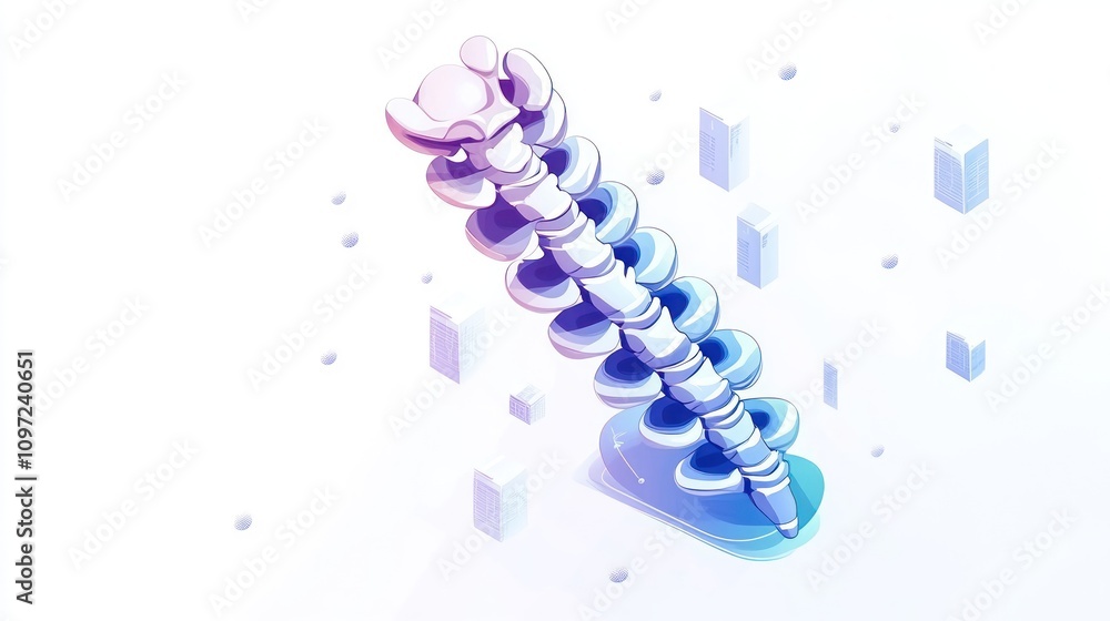 Aufkleber an abstract illustration of a spinal structure, emphasizing health and wellness concepts.