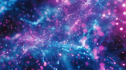 Futuristic neon light beams in vibrant blue and pink, creating an abstract technology-inspired background.