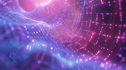 Futuristic neon light beams in vibrant blue and pink, creating an abstract technology-inspired background.