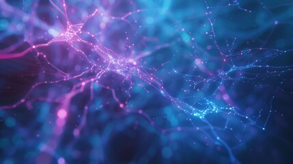 Futuristic neon light beams in vibrant blue and pink, creating an abstract technology-inspired background.