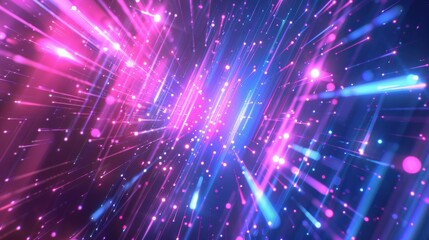 Futuristic neon light beams in vibrant blue and pink, creating an abstract technology-inspired background.