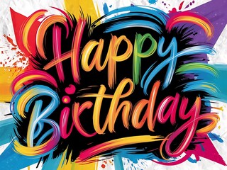 Fototapeta premium Happy Birthday brush stroke