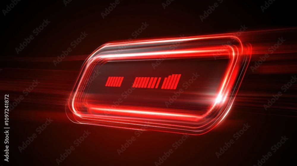Aufkleber A glowing red battery indicator displaying charging status with a modern design.