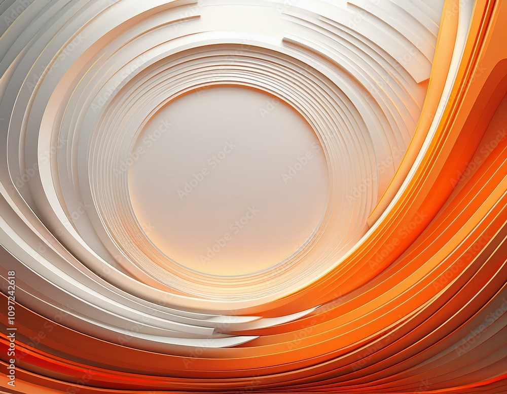 Poster white orange minimal round lines abstract futuristic tech background