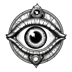 Eye logo hand-drawn illustration vintage wild west theme
 isolated on white background ,