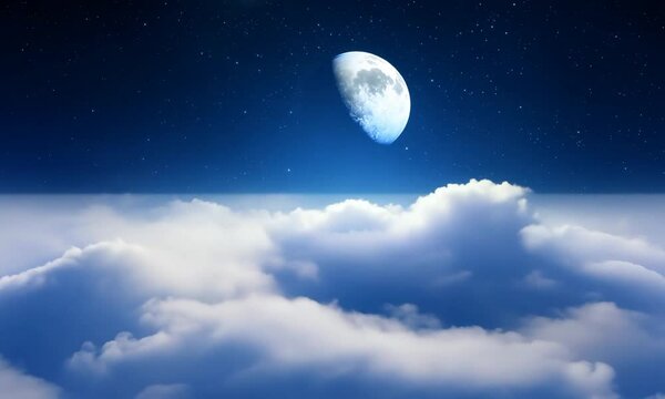 Langit di malam hari terlihat bulan 
