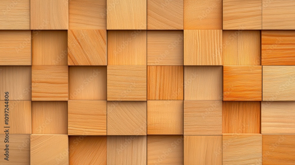 Poster discover a rustic wallpaper design featuring 3d rendered natural timber wood with a textured block p