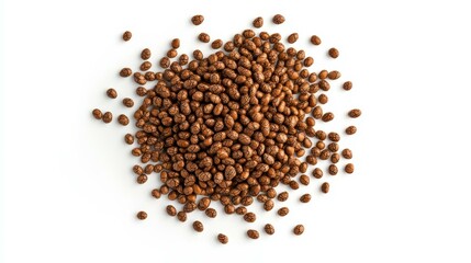 Chia seeds on a clean white backdrop, perfect for showcasing their unique texture and health benefits.