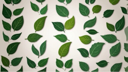 Naklejka premium Minimalist green leaf icons grid on white background