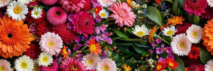 Vibrant floral arrangement with orange pink and white blossoms