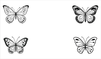 Set of butterflies isolated