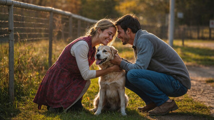 Loving couple welcomes a shelter dog into their family