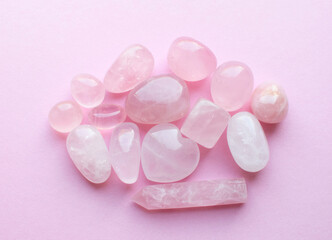 Pink Healing Chakras Rose Quartz Crystals. Minerals for Women. Real Semi-Precious Stones Healing Crystals