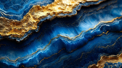 Fototapeta premium Abstract Blue Gold Marble 3D Texture