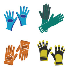 Obraz premium Protective gloves vector. Builder gloves vector icon. Thick technical gloves logo design