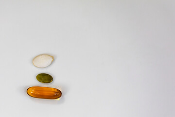 Pumpkin seeds in various versions, seed oil rich in nutrients for prostate treatment, men's health,...