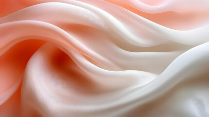 Peach and White Silk Fabric Drape Illustration