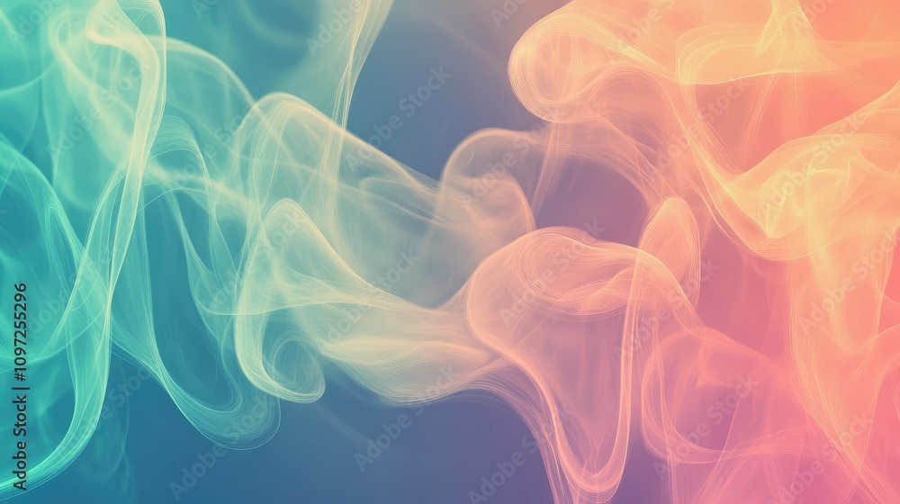 Poster an engaging background features flowing gradients of soft blues and pinks, creating an elegant atmos