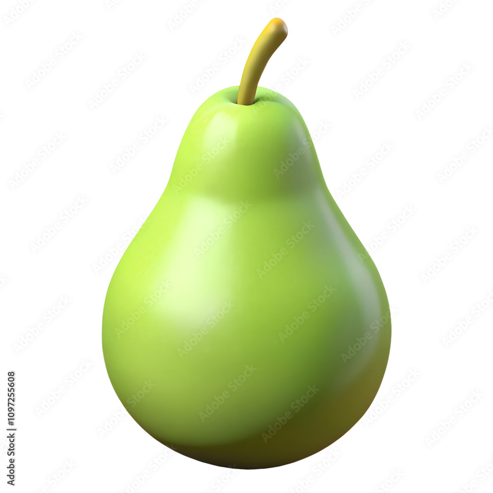 Aufkleber glossy, vibrant green pear with a smooth texture and realistic appearance on a transparent backgroun