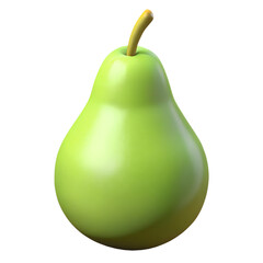 Glossy, vibrant green pear with a smooth texture and realistic appearance on a transparent background.