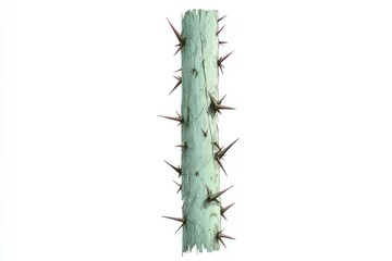 Naklejka premium Abstract vertical wooden pillar with sharp thorns, showcasing a unique and striking design element. Emphasizes nature's resilience and beauty.