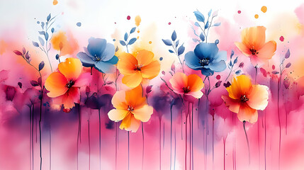 Vibrant Floral Watercolor Illustration