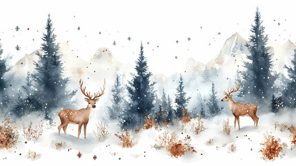 Winter Wonderland Watercolor Illustration