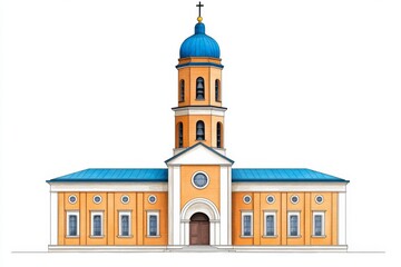 A detailed 2D illustration of the Maiden Tower, drawn in fine lines and vibrant colors on a clean white background