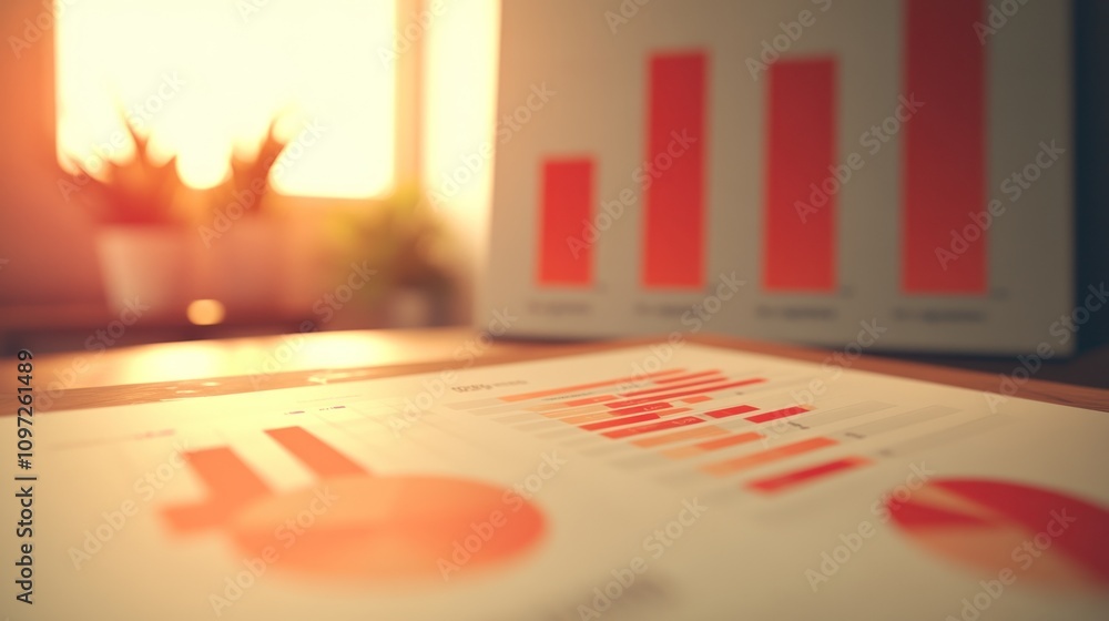 Aufkleber A close-up of business graphs and charts showing data trends and analysis.