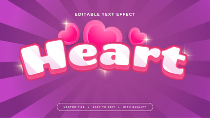 Pink White and Purple Violet Heart 3d Editable Text Effect - Font Style