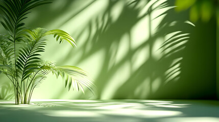Green Tropical Plant Shadow Background Illustration