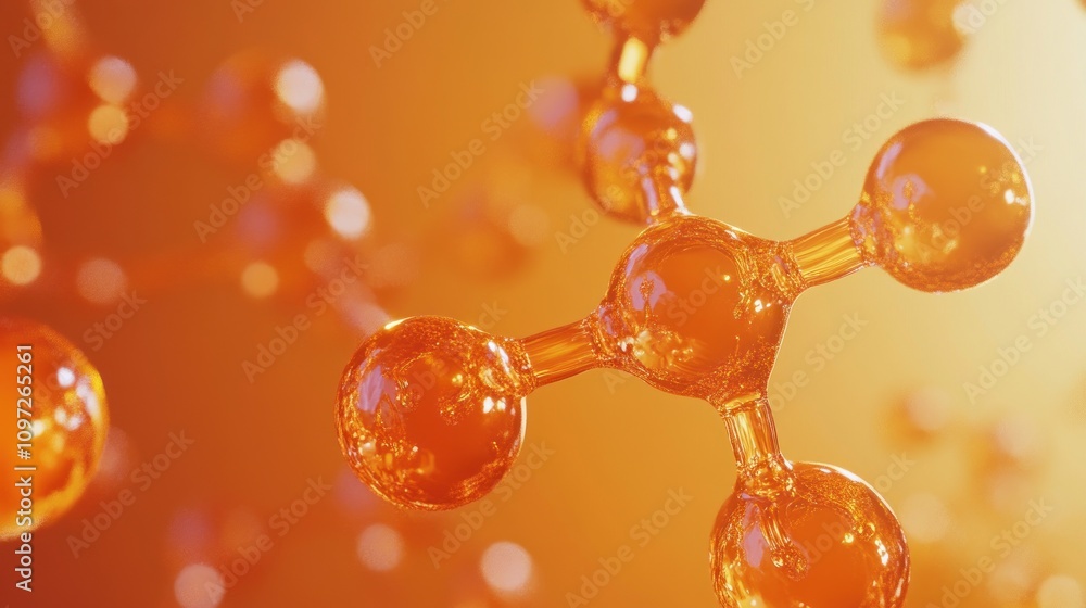 Aufkleber abstract 3d render of an orange molecule.