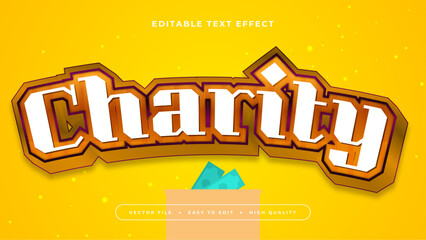 Brown White and Yellow Charity 3d Editable Text Effect - Font Style
