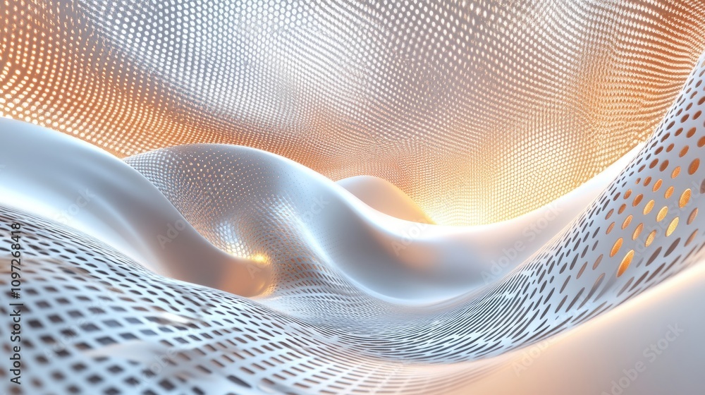 Poster abstract flowing patterns with light and texture, creating a sense of depth and movement.