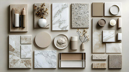 Beige and White Marble Tiles and Patterns -  Illustration