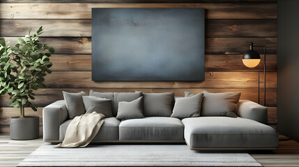 Modern Sectional Sofa Living Room 3D Illustration