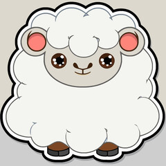 Fototapeta premium Adorable Cartoon Sheep Character with Fluffy Wool Design