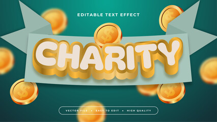 Green White and Gold Charity 3d Editable Text Effect - Font Style
