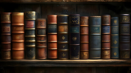 Antique Book Collection Shelf Illustration