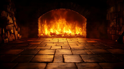 Cozy Fireplace Background Illustration