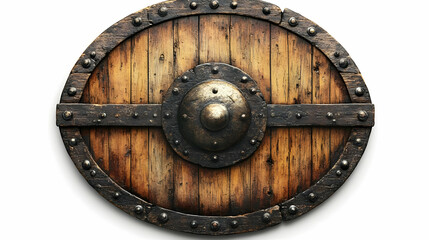 Fototapeta premium Wooden Medieval Shield Illustration