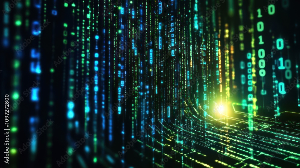 Poster Abstract Digital Data Stream Flowing Through Cyberspace